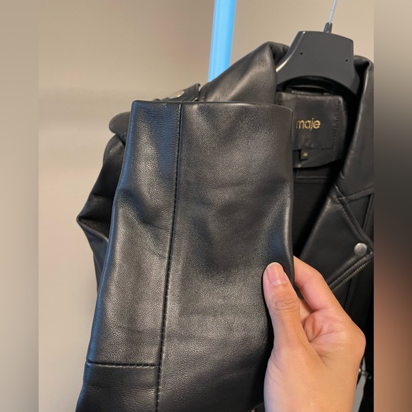 maje Basalt leather jacket T36 Black. - Picture 6 of 7